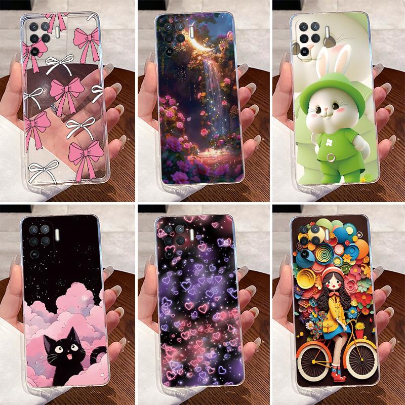 For Oppo A94 4G CPH2203 Case Luxury Cute Love Rabbit Transparent Casing For Oppo A94 Reno 5 Lite 5F Phone Case Back Cover Bumper