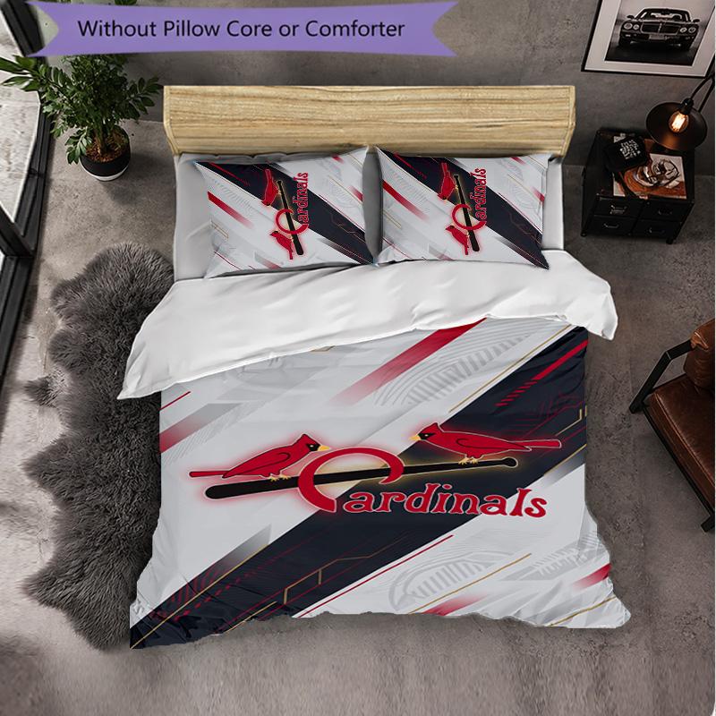 St. Louis Cardinals Pattern Microfiber 3Pcs Bedding Set Decor Duvet Cover Set For Bedroom Home Use