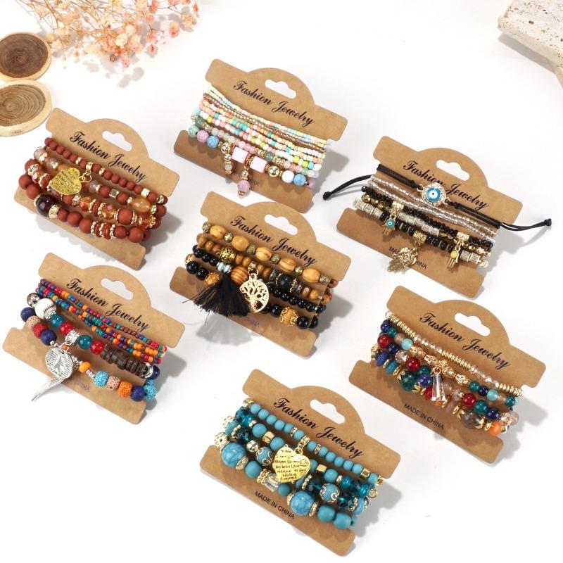 Bohemian bracelet creative tassel multi-layer beaded bracelet