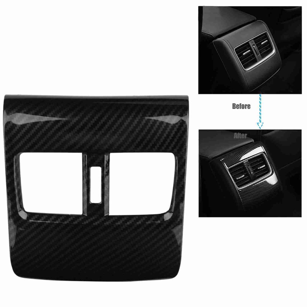 Car Carbon Fiber Style Rear Seat Armrest Box Air Outlet Cover for Honda Accord 2018