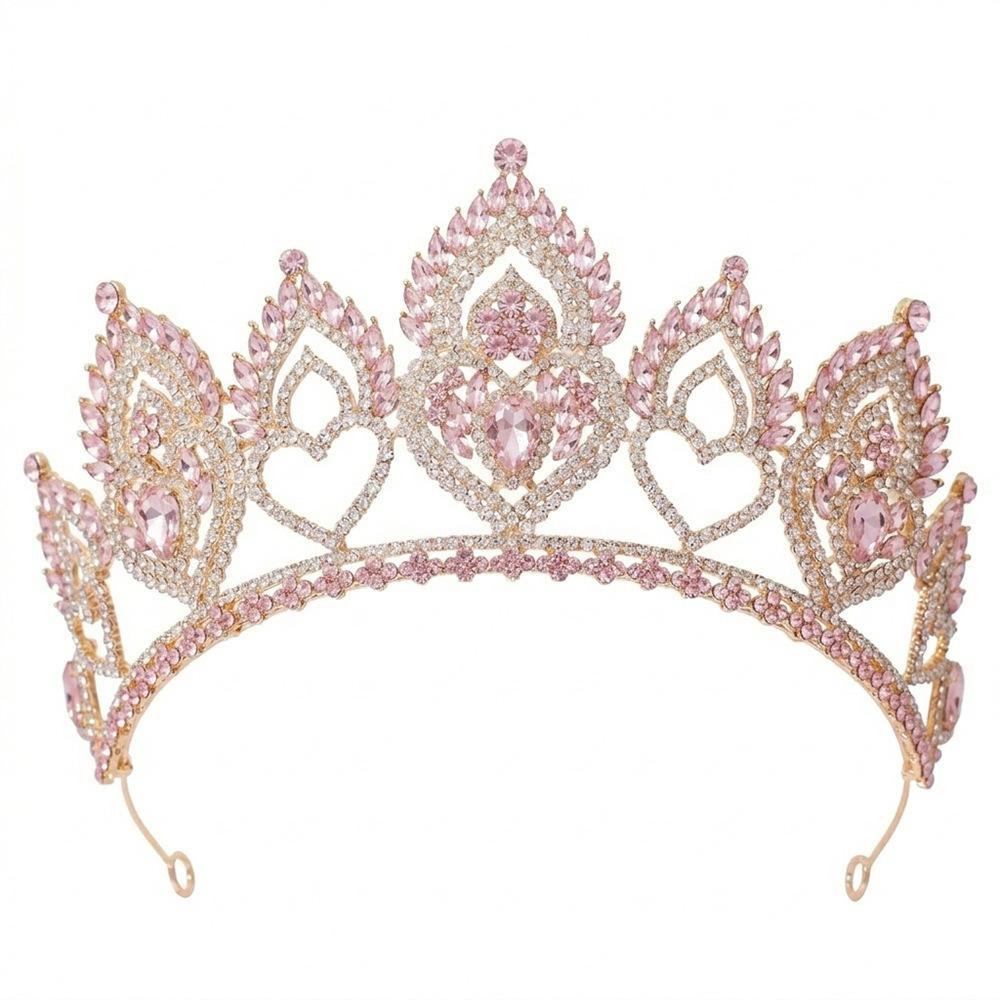 DIEZI 8 Colors Elegant Vintage Baroque AB Crystal Heart Crown For Women Girls Wedding Bride Queen Bridal Tiaras Hair Accessories