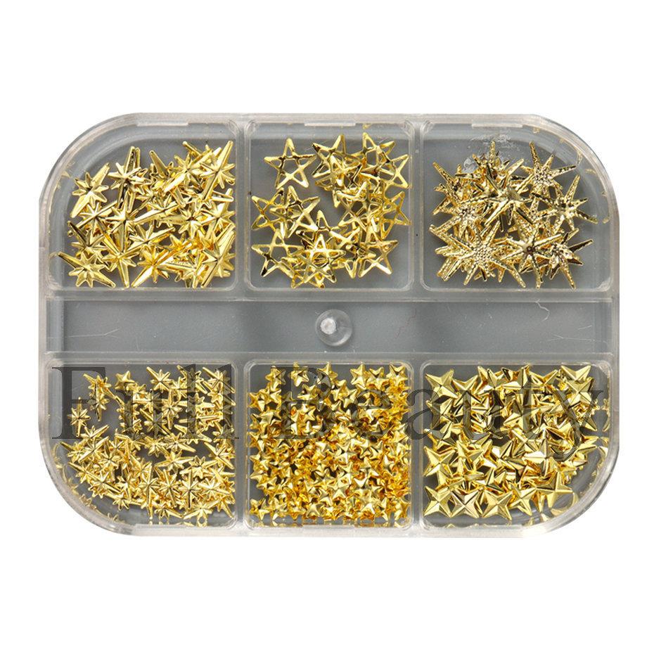 Nail Art Jewelry, Mystery Series Cross Star Moon 6-Grid Mixed Box Nail Jewelry