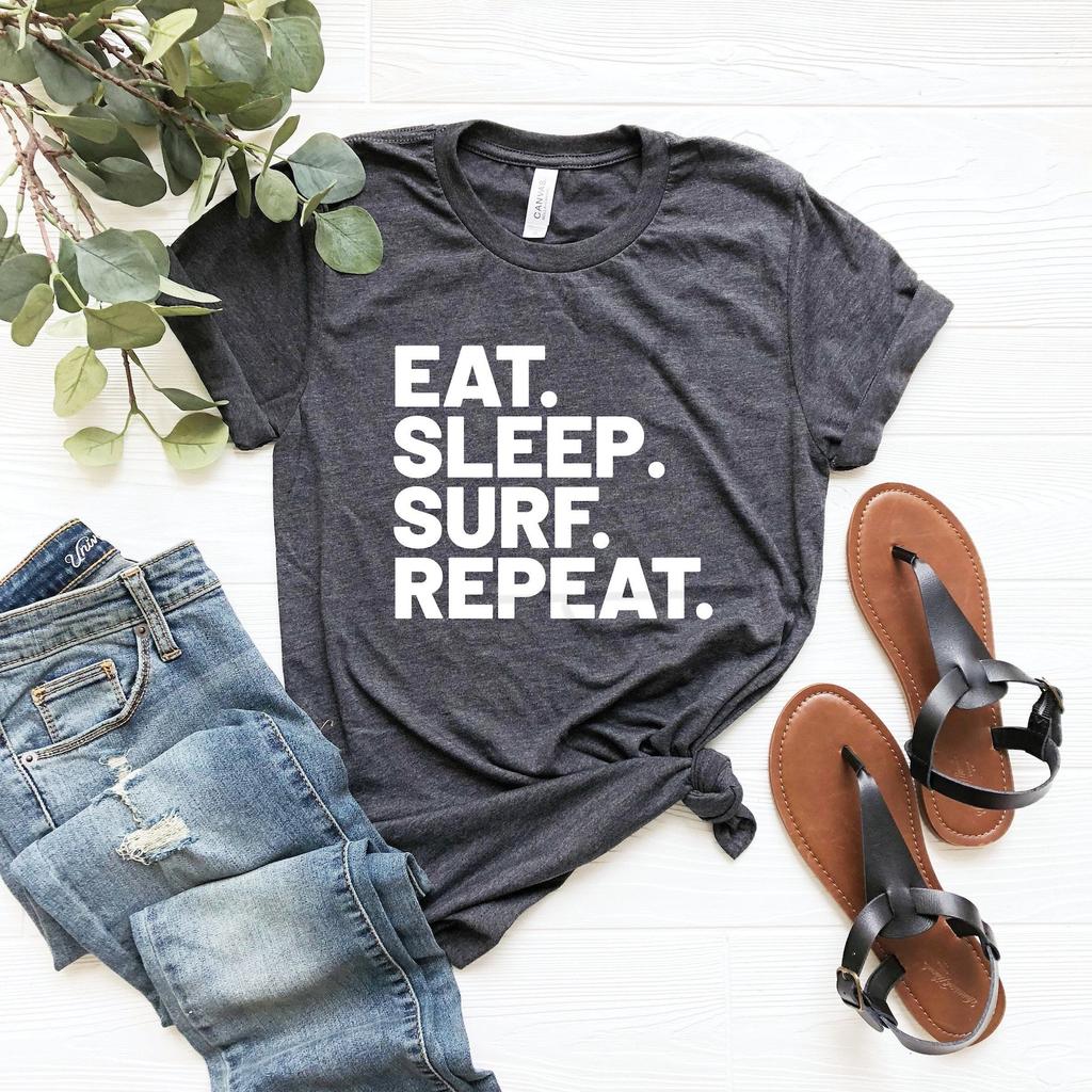 Eat sleep surf repeat shirt ocean surf t-shirt gift for surfer funny surfing t-shirt surfer gifts surfer boyfriend gift for surfer