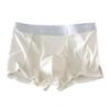 Men Boxer Briefs Mid-rise Elastic Waistband Breathable Mesh Shorts Underwear Solid Color U-Convex
