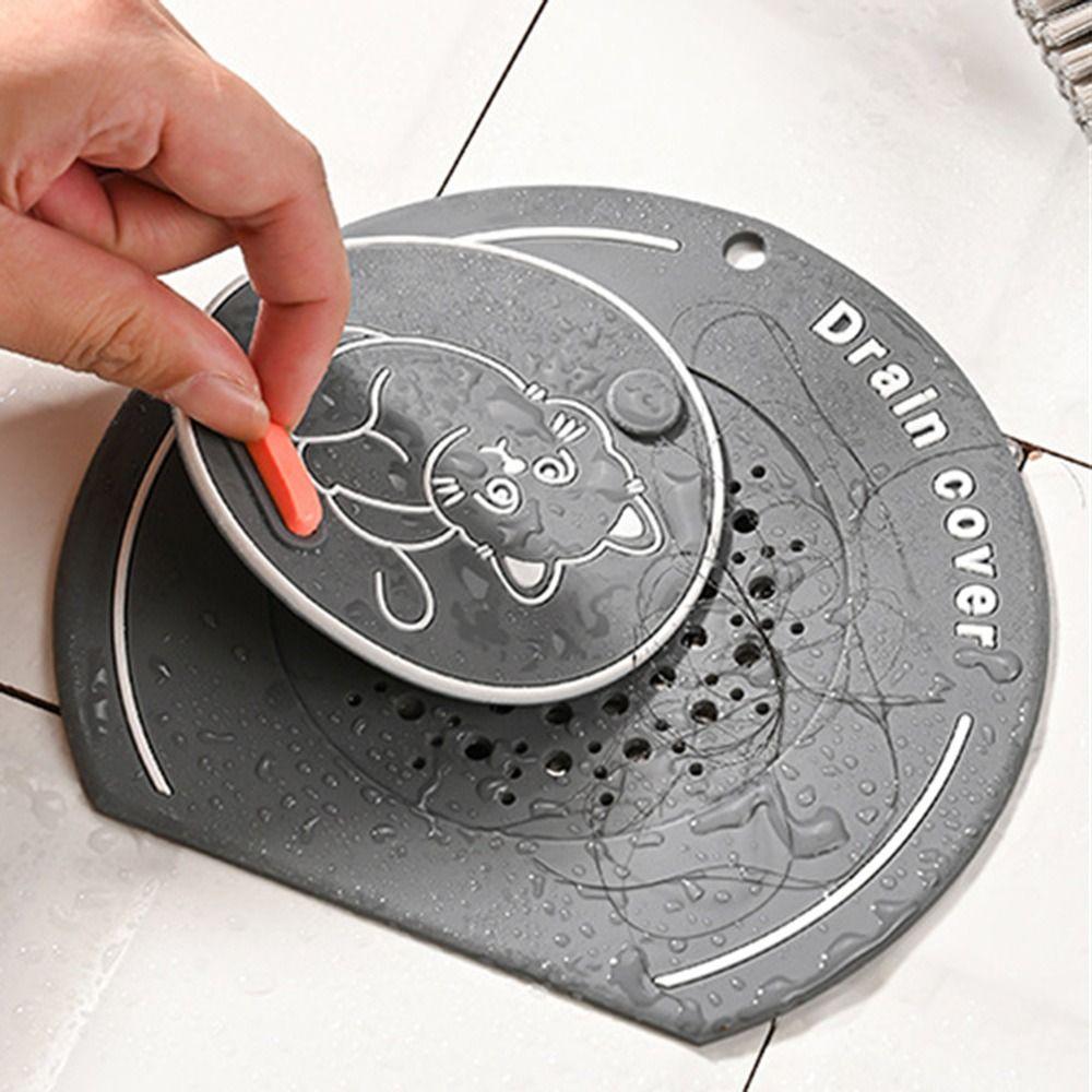 Cartoon Cat Floor Drain Cover Anti Odor Sewer Filter Pad Cute Floor Drain Mat for Kitchen Toilet