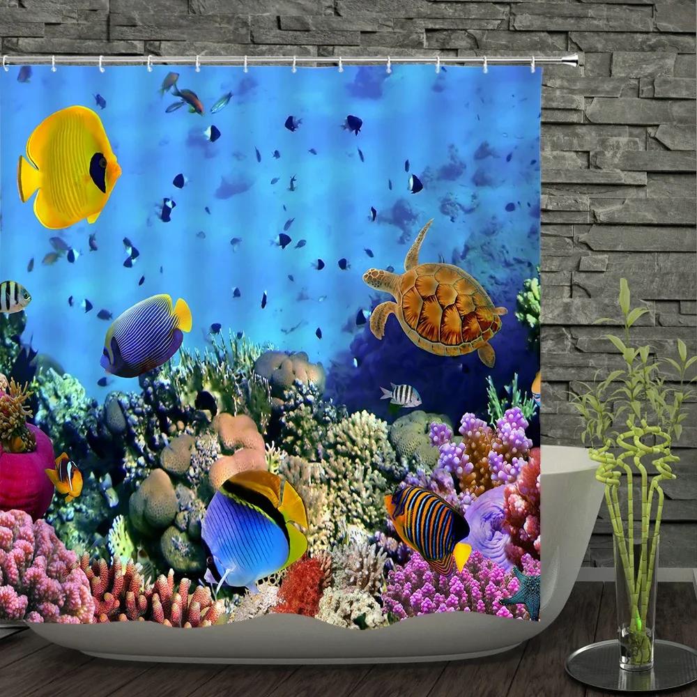 

Море Океан Рыба Кит Занавески для душа Занавеска для ванной Домашний декор Водонепроницаемая полиэстеровая ткань Экран для ванны Занавеска с 12 крючками 90x180cm-35x70in