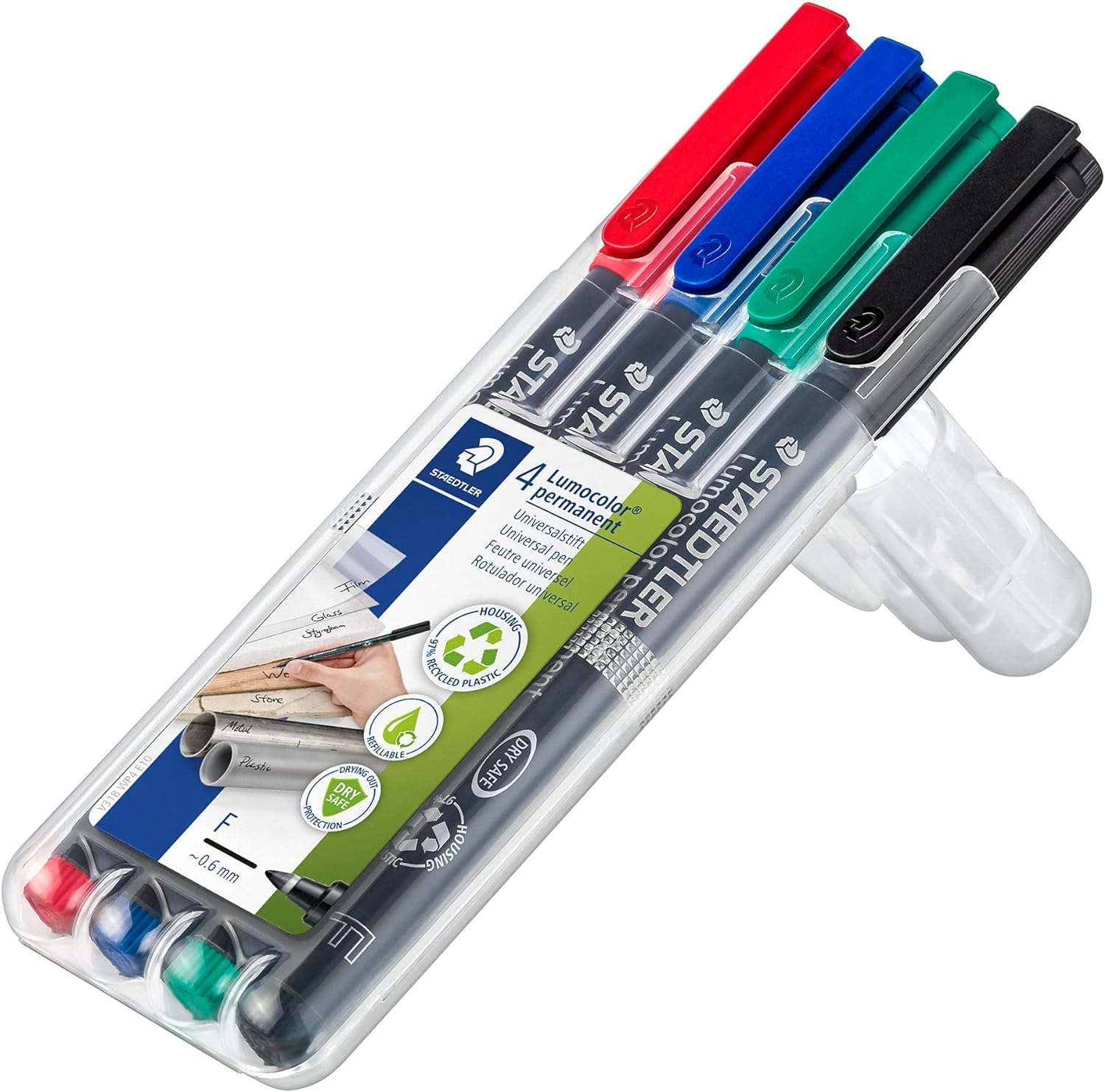 

Staedtler Lumo Color 318 WP4 Pen, Oil-Based, F, 4-Color Set,