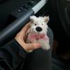 Fluffy Dog Dashboard Toy White Polyester Car Interior Accessory Auto Decor Gift