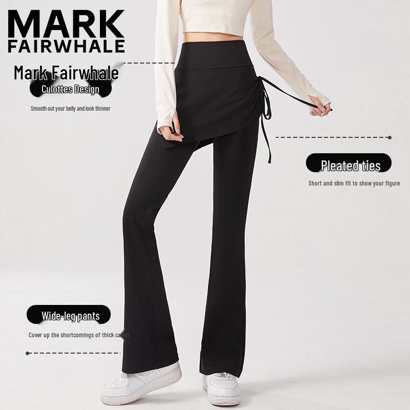 MARK FAIRWHALE Women s Slimming Faux Two-Piece Flared Yoga Pants XL чёрный
