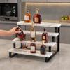 Countertop Bottle Display Holder Liquor Shelf, Coffee Syrup Rack Organizer, 3 Step Wine Collection Stand for Mini Bar Cabinet, Home Retro Shelf