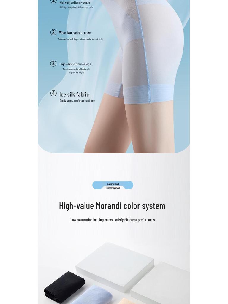 Nahtlose Damen-Shorts aus Eisseide mit hohem Bund und Bauchkontrolle