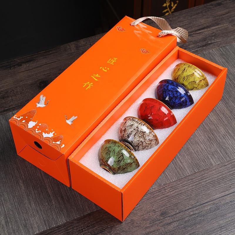 BEPAN Chinese style master cup tea cup gift box set Kung Fu tea set ceramic tea drinking gift 70ml