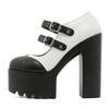Gdgydh Scarpe con Tacco Alto e Plateau Chunky Donna Primavera Autunno Fibbia alla Caviglia Mary Jane Donna Tacco Grosso Scarpe Lolita Bianche
