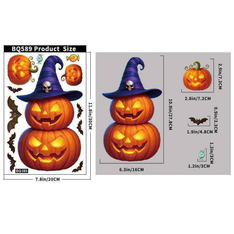 Halloween Kürbis Fensterfolie Aufkleber für Glas Dekoration