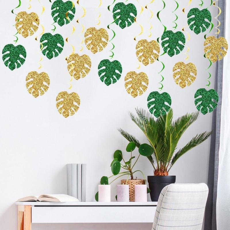 Tropicals Monstera Decorations,Tropicals Hawaiians Party Hangings Swirl Ceiling Decors Summer Luaus Hawaiians Beach