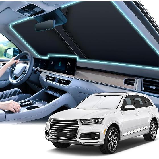 SINGARO Universal 300T Car Windshield Sun Shade, Foldable Reflective For Windshield & Window Shades With Overlapping Design, Car Interior Accessories Standard