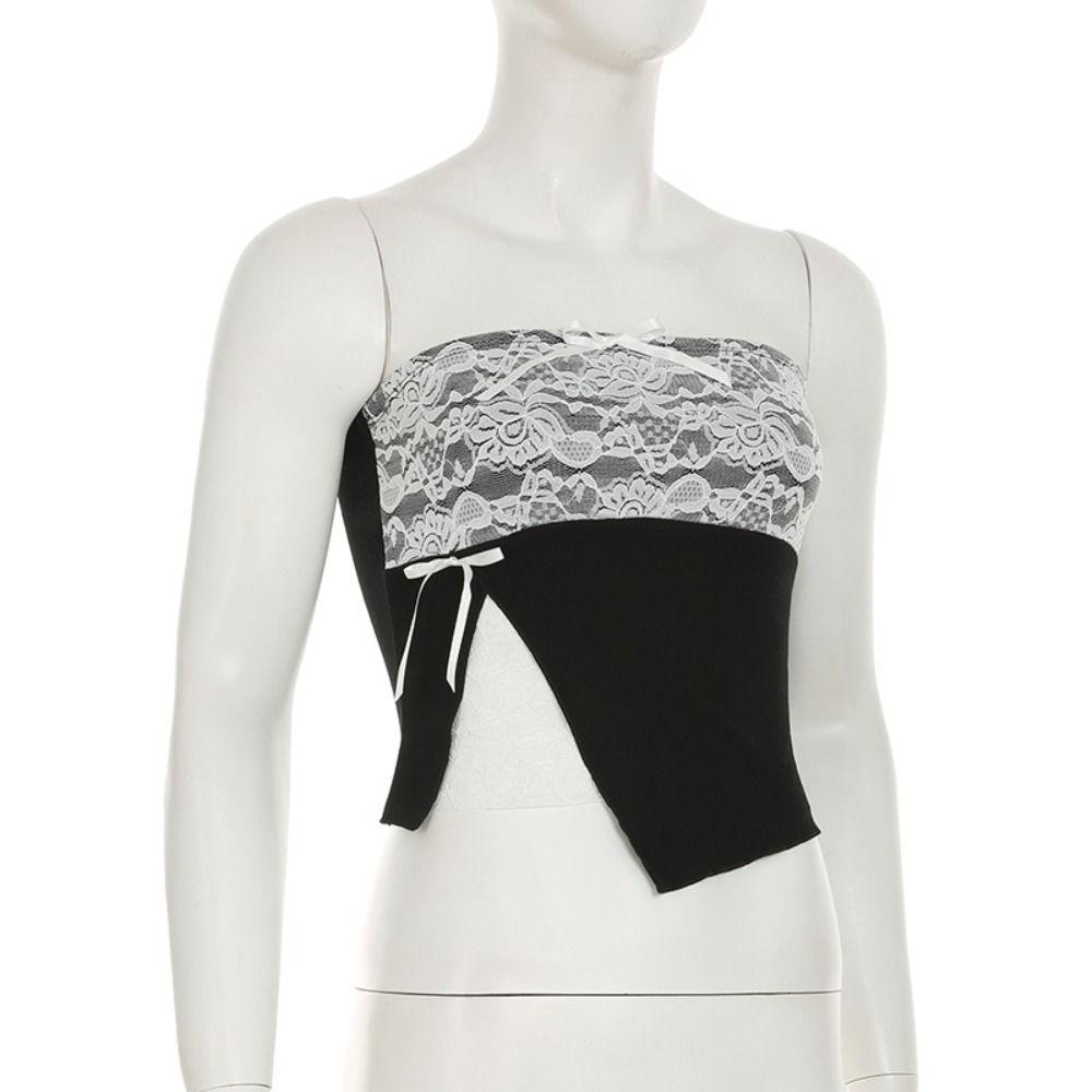 Mesh Flower Lace Tube Tops Slim Fit Women Camisole Fashion Sweet Lace Vest Streetwear