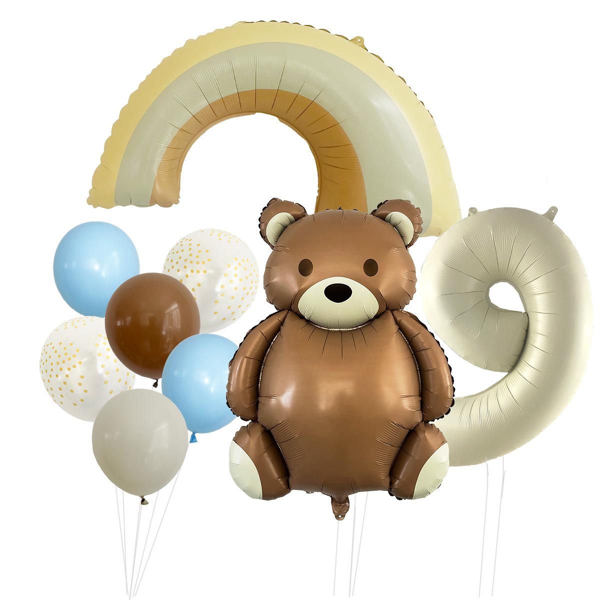 

Cute Matte Teddy Bear Balloon Set Milky White Digital Aluminum Film Birthday Party Decoration Cute Fun Matte Teddy Bear Balloon Set 9