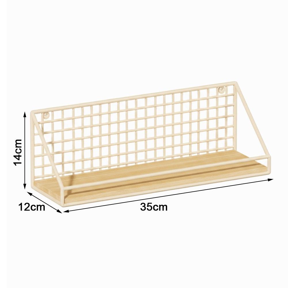 Metal Wood Wall Shelf Open Grid Minimalist Style Floating Wall Shelves Multi-Layer Wall-Mounted Storage Rack Bedroom