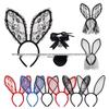 Bunny Girl Runway Party Veil Headband with Large Rabbit Ears and Lace for Women