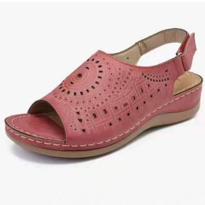 Fashion Women's Fashion Wedge Sandals Summer New Round Head Open Toe Hollow Breathable Soft Sole Non-slip Heel Shoes