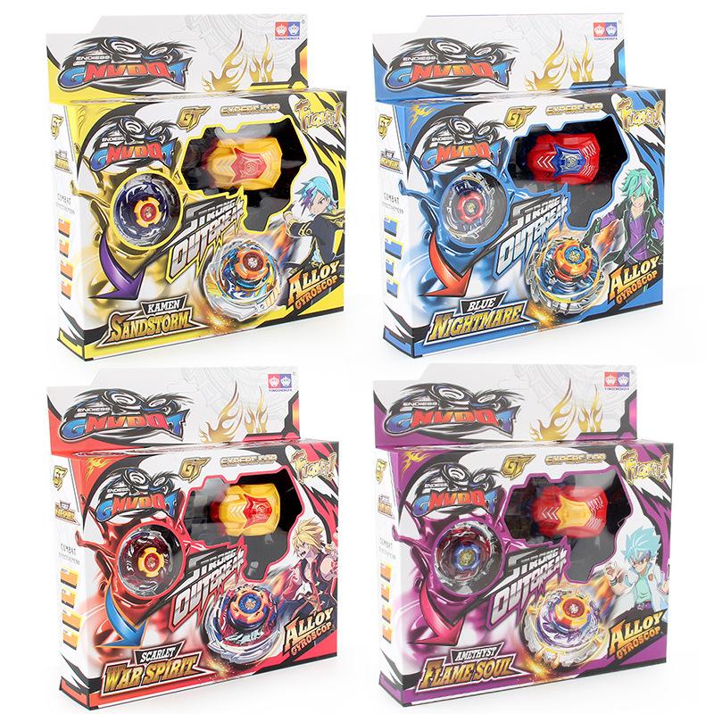 Boy Toy Alloy Battle Gyro Gunner Pull Ruler Launcher Set, Attack Gyro Spin Versus
