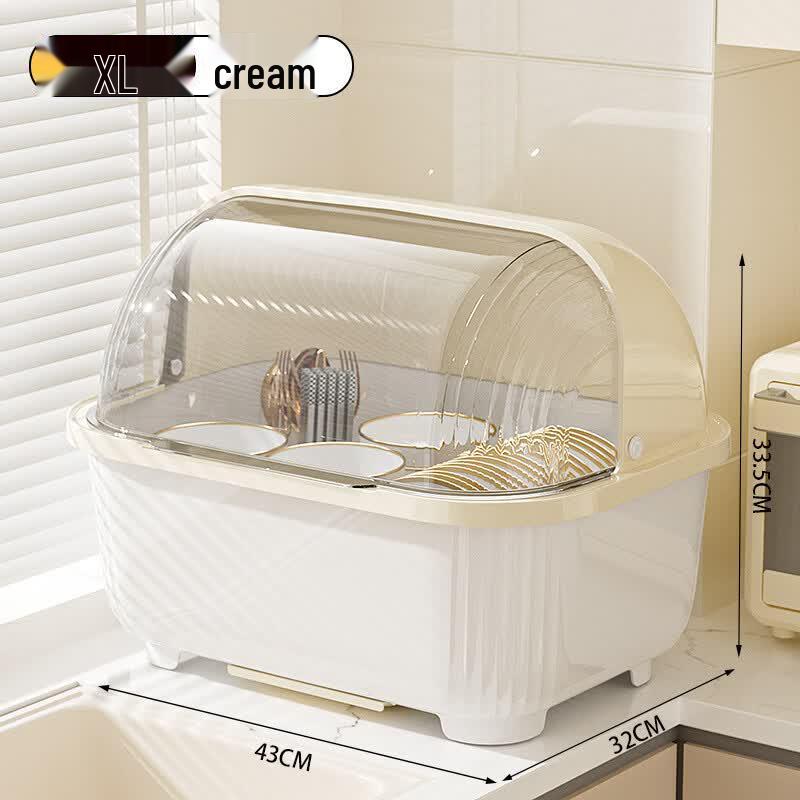 SPSR Extra Large Transparent Dish Drying Rack with Lid