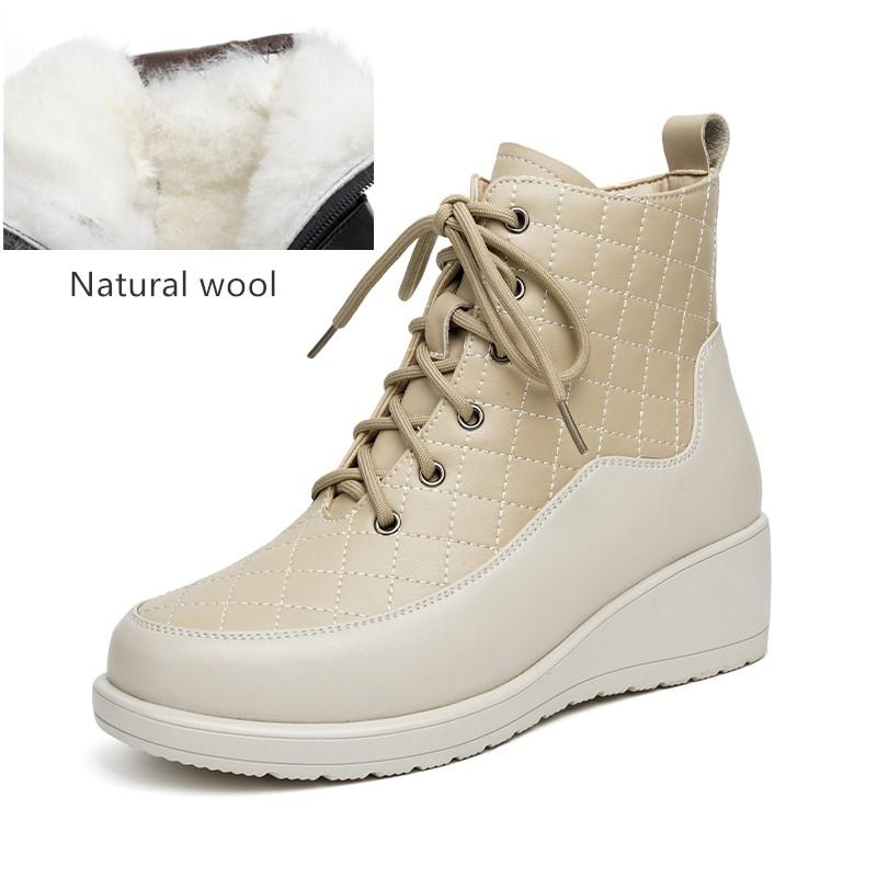 Fashion AIYUQI Snow Boots Women Wedge 2025 New Genuine Leather Winter Boots Women Large Size Non-slip Natural Wool Mom Ankle Boots Women