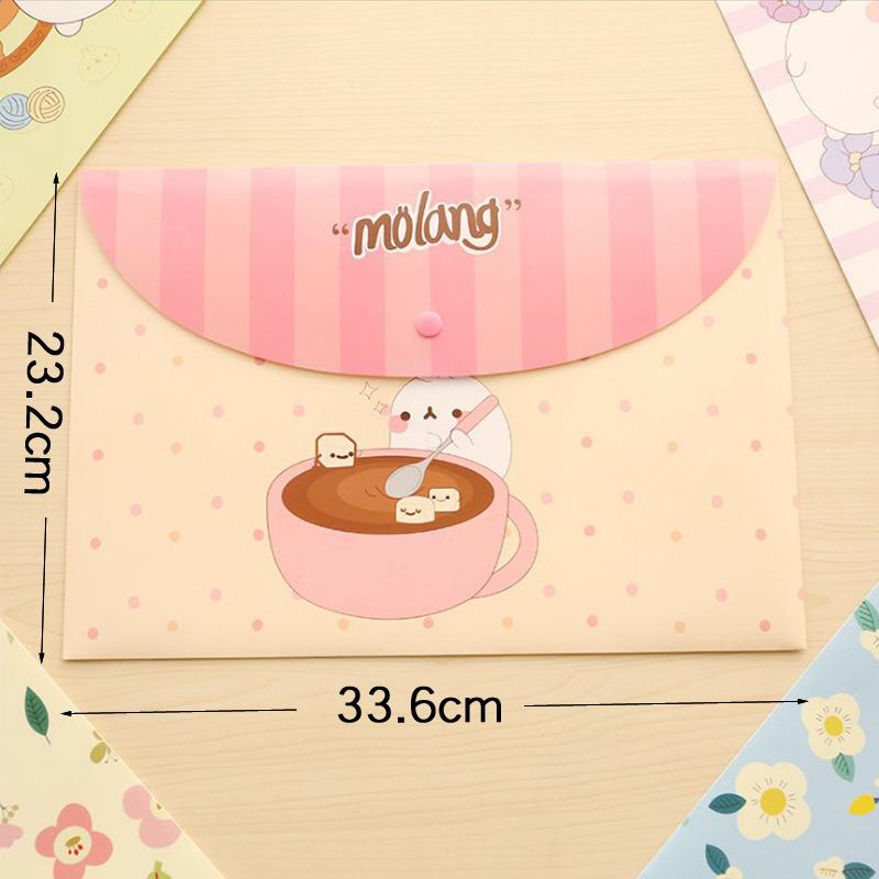 A4 cute cartoon animal file holder snap button PVC folder pen box office information bag 1pcs
