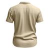 Summer Solid Color Linen Men's Shirt Turn-Down Collar Short Sleeve Tops Men's Loose Pocket Button Cardigan Casual Shirt