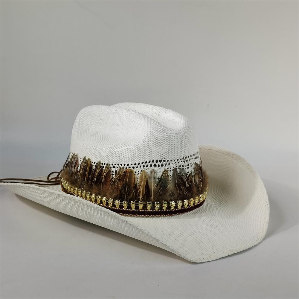 Cappello da cowboy in paglia rigida da uomo cappello da pascolo a tesa larga da donna cowboy tinta unita cappello da sole estivo confezione in scatola sombrero vaquero hombre
