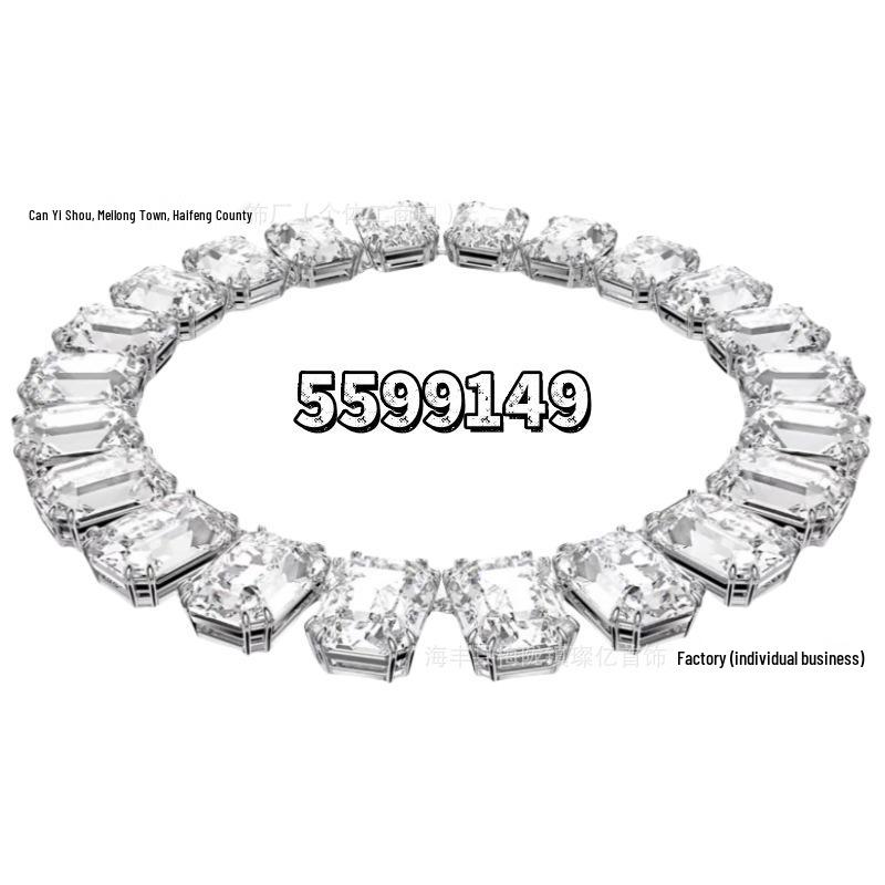 Shi Family Exquisite Purple Octagonal Rhinestone Necklace & Choker Bracelet Set