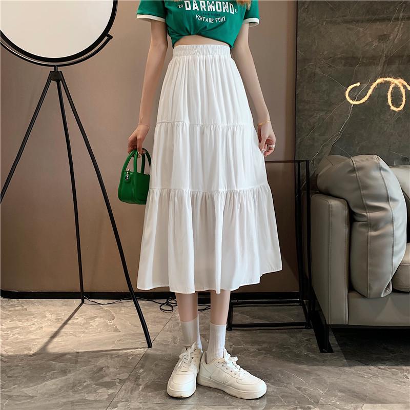 

Белая миди-юбка А-силуэта весна/лето 2024: Универсальный, Стройнящий, Однотонный для Женщин L белый