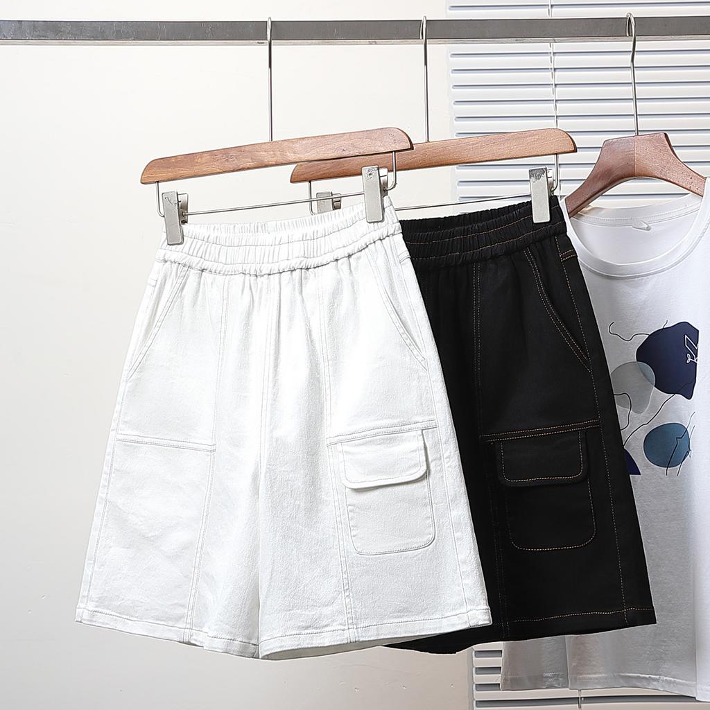 DIMANAF Plus Size Women Shorts Pants 2025  Summer Loose Short Basic High Waist Solid Pants Elastic Waist