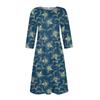 Lässiges und modisches Kleid für Damen mit Blumenmuster, 3/4-Ärmeln, Tasche und Reißverschluss auf der Rückseite