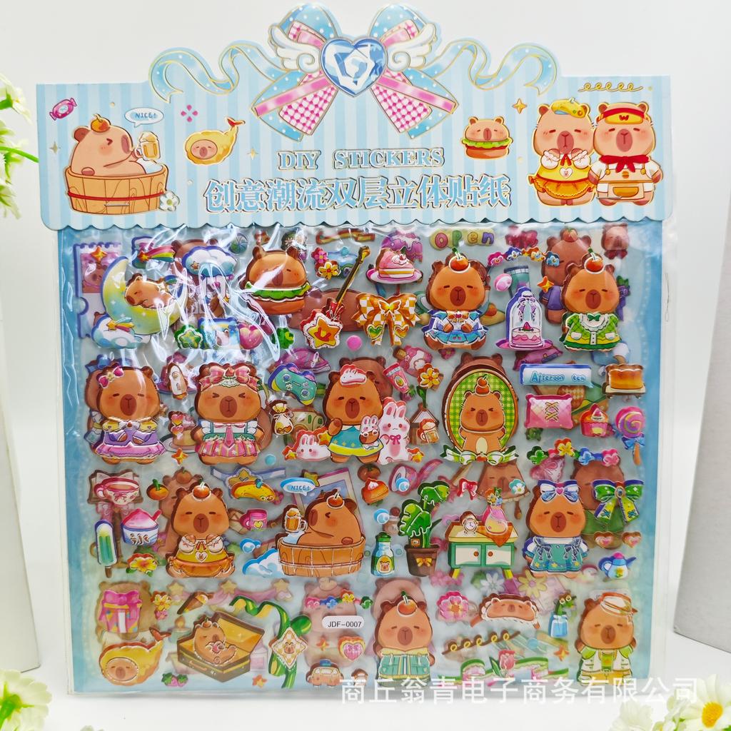 Cute Crayon Shin-chan Cartoon Double layered 3D Kuromi Melody Stickers DIY Decoration Laptop Phone Fridge Large Bubble Stickers