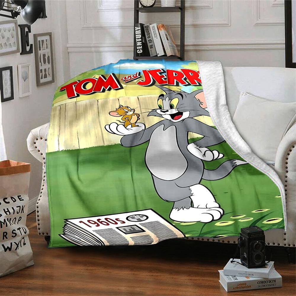 1pc Tom and Jerry Flannel Blanket Soft Warm Throw for Home, Office, Travel, All-Season Cozy Bedding Gift L1438