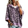 Felpa da Donna con Cappuccio Stampa Leopardo Coulisse Autunno Inverno Oversize