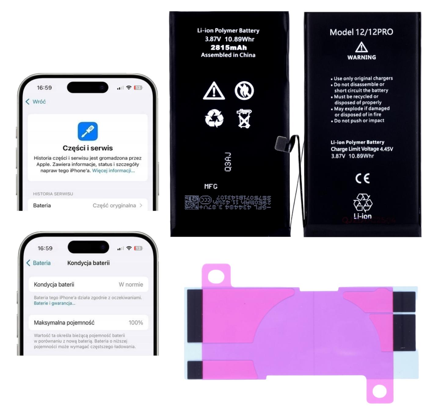 Batéria pre iPhone 12 / 12 Pro Bez správy 2815 mAh OEM Stav 100%