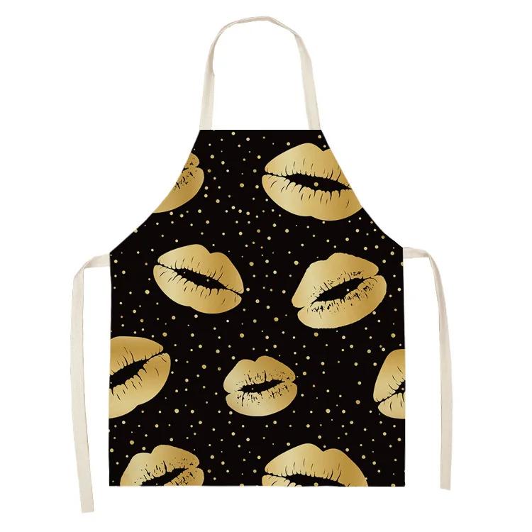 Nail Polish Lipstick Kitchen Cotton Linen Apron Bib Home Cleaning Ladies Cooking Picnic