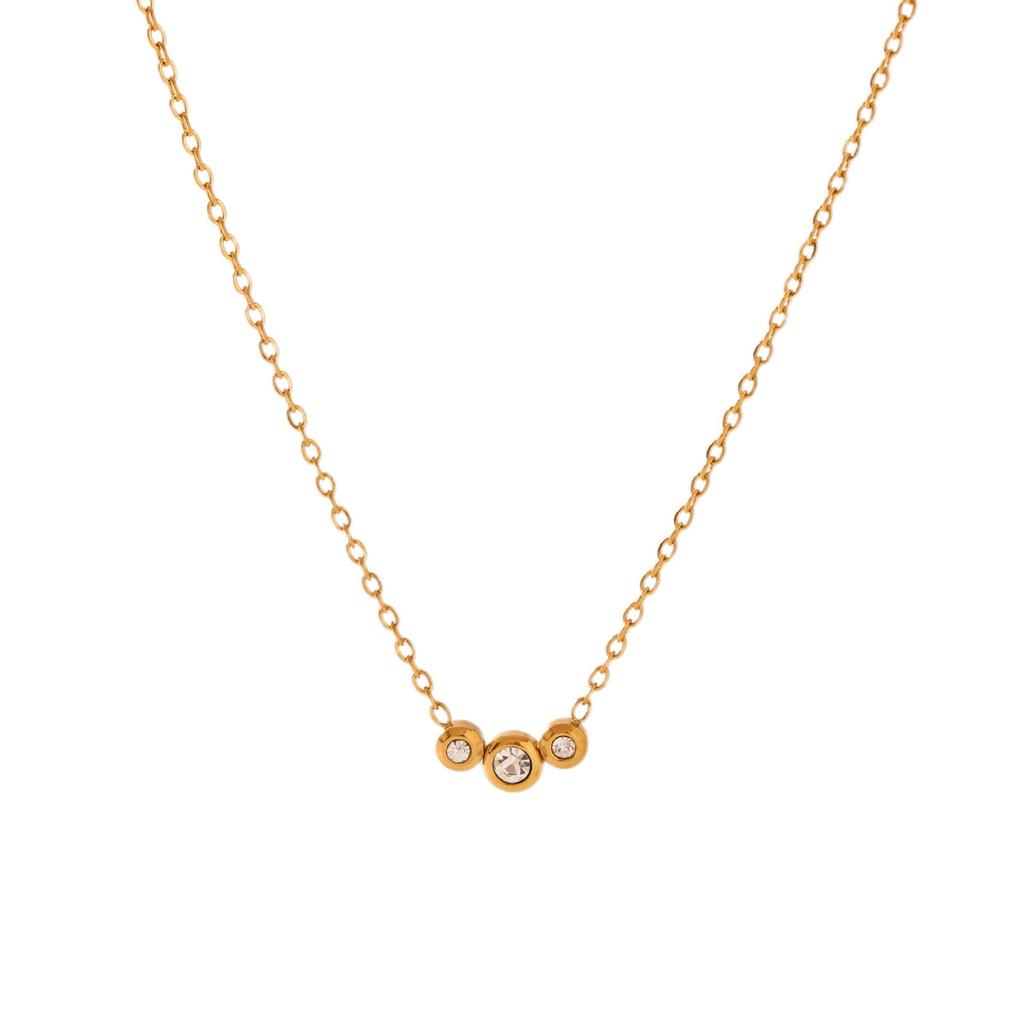 Geometric Zirconia Inlaid Titanium Steel Pendant Necklace For Women Minimalist Collarbone Chain