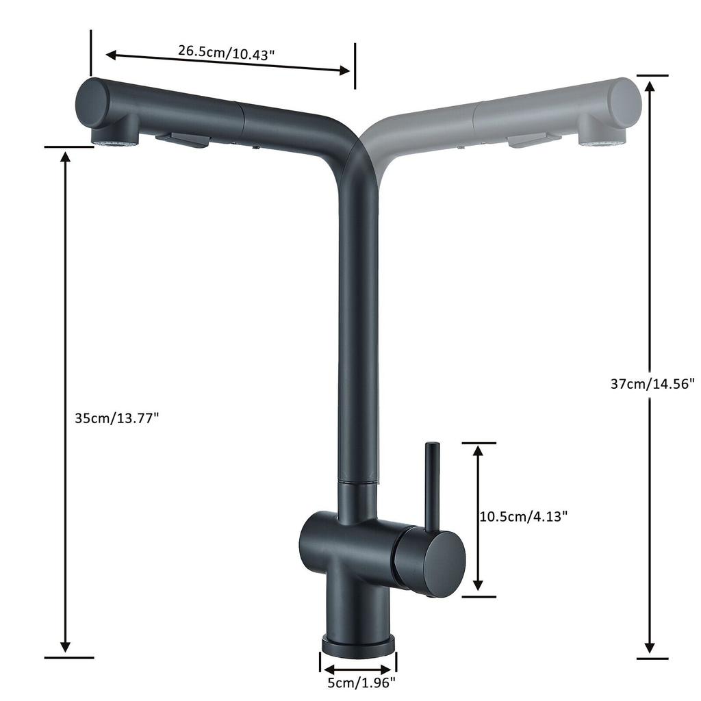 Stainless Steel Pull-Out Kitchen Sink Faucet Mixer Tap With Sprayer Single Handle