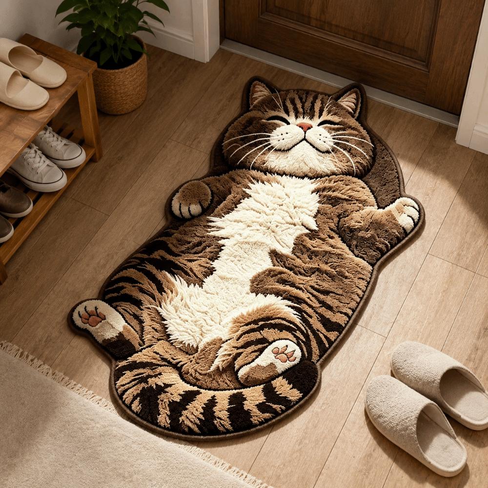 Easy to Clean Cat-Shaped Area Rug Anti-fouling Cartoon Carpet Soft Home Decor Carpet Bedrooms
