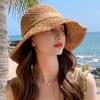 Elegant Bows Straw Hat for Women Breathable Summer Beach Hat Sun Protections Wide Brims Fisherman Cap