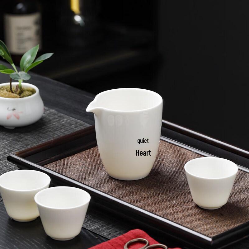 Mutton Fat Jade White Porcelain Fair Cup & Tea Strainer Set