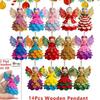 14/28 pcs Wooden Christmas Tree Ornaments Colorful Design Wings Girl Pendant  Christmas Gift Giving