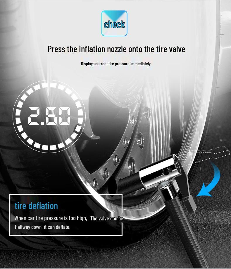 Portable Electric Tire Inflator with Light - Digital Display Pointer Style