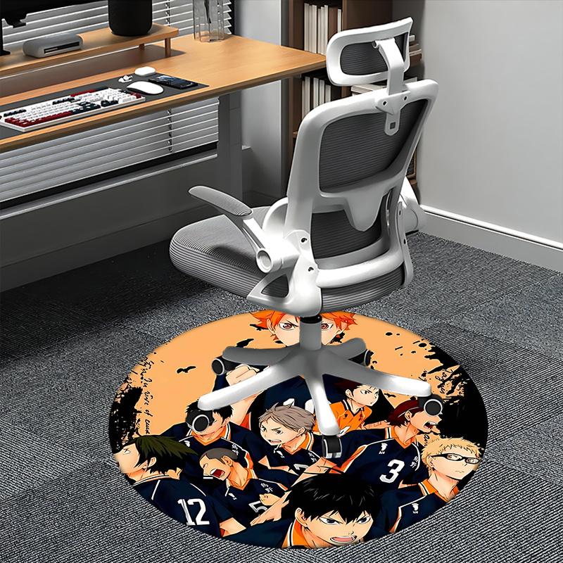 Haikyuu!! Team Kuroo Chair Mat Round Rug-Office Carpet, Non-slip, Suitable for Living Rooms, Bedrooms Decor.1205020a