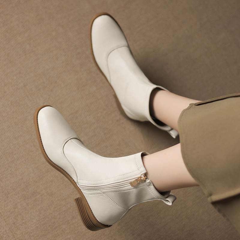 Krazing Pot Microfiber Round Toe Thick Heels Chelsea Boots Size 42 Zip Beauty Lady Women Stretch Ankle Boots
