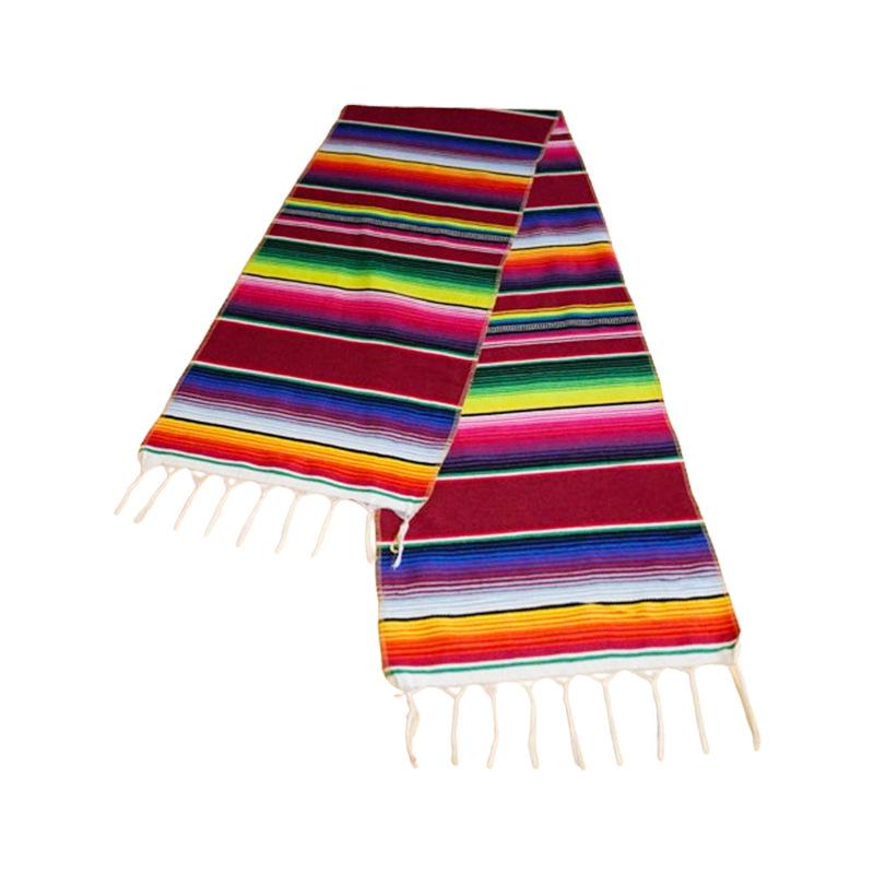 Woven Mexican Striped Table Runner with Tassels